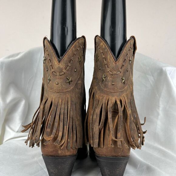 Dingo Women's Brown Leather Fringe Western Cowboy Boots Size 7 M - Picture 6 of 8